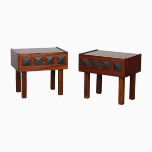 Vintage Wooden Bedside Tables, 1960s, Set of 2
