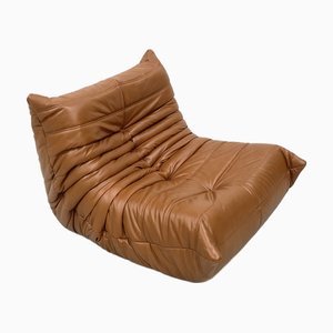 Togo Lounge Chair in Brown Leather attributed to Michel Ducaroy for Ligne Roset