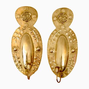 Große schwedische Mid-Century Wandleuchten aus Messing, 2er Set