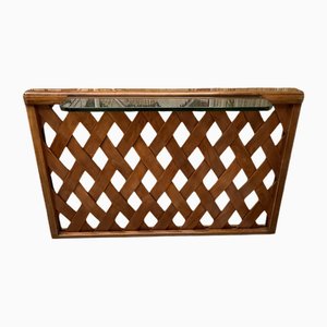 Consola de nogal y cristal verde Nilo de Paolo Buffa, años 50