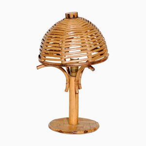 Mushroom Desk Lamp in Bamboo and Rattan, 1950s