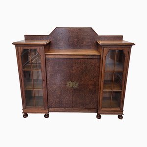 Antikes Sideboard aus Nussholz mit Vitrine, 1890er