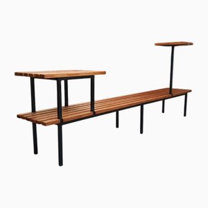 Mid-Century Modern Blumenständer mit Bank, 1970er