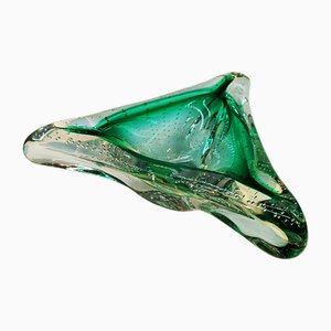 Large Italian Triangular Ashtray in Murano Glass with Air Bubble, 1960s