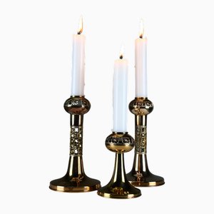 Vintage Scandinavian Modern Pitsi Copper Candlesticks by Pentti Sarpaneva for Turun Hopea, 1983, Set of 3