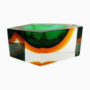 Vintage Italian Multifaceted Asymmetrical Ashtray in Murano Glass by Flavio Poli for Seguso, 1960s
