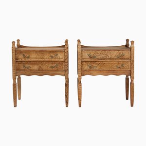 Small Oak Bedside Tables in the style of Henning Kjærnulf, 1970s, Set of 2