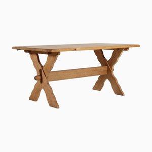 Oak Cross Leg Plank Table in the style of Henning Kjærnulf for Axel Einar Hjorth, 1970s