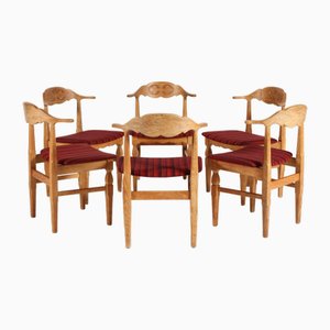 Danish Oak Dining Chairs in the style of Henning Kjærnulf, 1970s, Set of 6