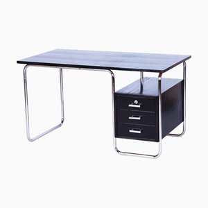 Bauhaus Writing Desk in Beech and Chrome attributed to Robert Slezák for Slezak Factories, Czechoslovakia, 1930s