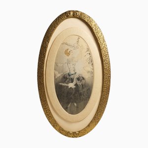 Jean Gilles, Donna con colombe Art Deco, Incisione