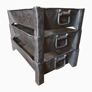 Vintage Industrial French Aluminium Storage Bins, 1950s, Set of 3