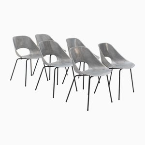 Sedie Tonneau in alluminio pressofuso di Pierre Guariche, anni '50, set di 6