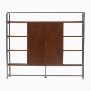 Bauhaus Wood and Metal Shelving Unit, 1970s