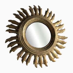 Specchio Sunburst in legno dorato, anni '60