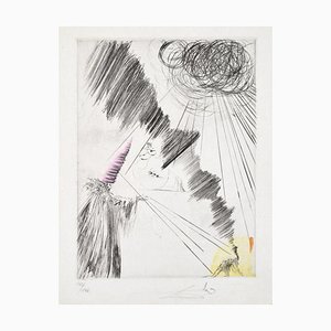 Salvador Dali, Femme au clown, 1969, Pointe-sèche avec roulette