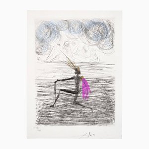 Salvador Dali, Chevalier à genou (Kneeling Knight), 1969, Drypoint Etching with Roulette