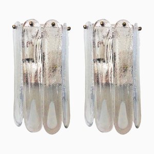 Moderne italienische Mid-Century Murano Wandleuchten von Mazzega, 1970er, 2er Set