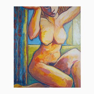 Jesús López Sánchez, Neo-Expressionist Female Nude, 1990s, Oil on Canvas