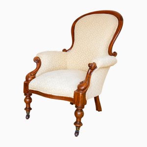Antique Victorian English Walnut Armchair, 1880s