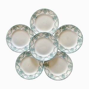 Platos franceses antiguos de Longwy, 1840. Juego de 6