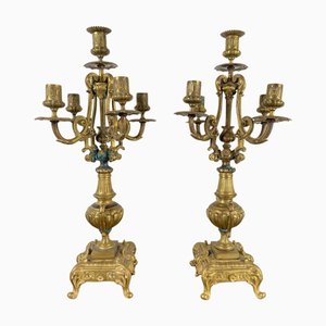 Portacandele in bronzo dorato, inizio XIX secolo, set di 2