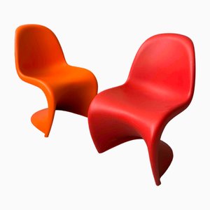 Vintage S Junior Chairs in Red and Orange Plastic by Verner Panton for Vitra, 2005, Set of 2