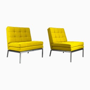Sillones minimalistas vintage en amarillo de Florence Knoll para Knoll International, años 60. Juego de 2
