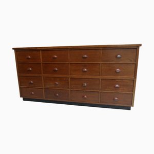 Mueble de botica holandés vintage de roble con cajones, años 50