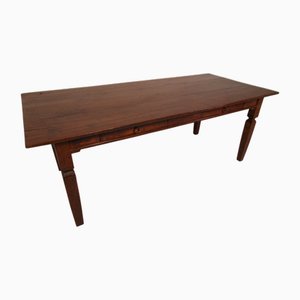 Antique Dutch Oak Dining Table with Drawers, 1890s