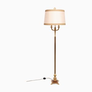 Französische Empire Stehlampe aus Vergoldeter Bronze, 1950er
