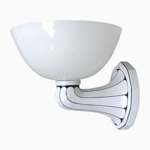 German Wall Lamp in Porcelain and White Cased Glass, 1890s
