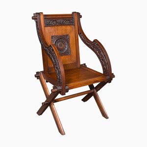 Antique English Glastonbury Chair in Oak, 1880