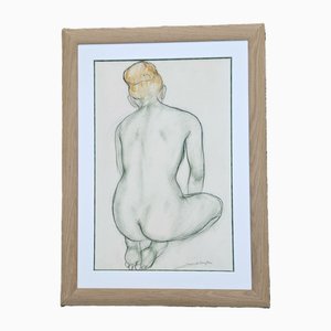 Xavier De Langlais, Nackte Frau, die von hinten kniet, 1926, Pastell auf Papier, Gerahmt