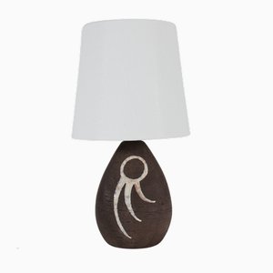 Small Vintage Ceramic Table Lamp with New Shade by Helge Østerberg, 1950s