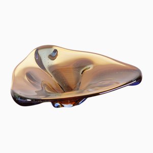 Amber Glass Bowl by Karel Zemek for Mstísov, Czechoslovakia, 1960s