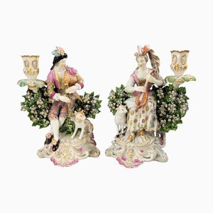 Derby Mirror-Candlestick Figures, 1760, Set of 2