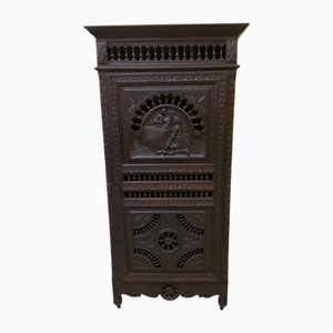 Antique Breton China Cabinet, 1880s