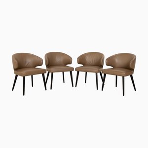 Sedie Aston in pelle marrone di Minotti, set di 4