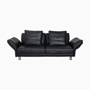 Sofá de tres plazas modelo 510 de cuero azul oscuro de Rolf Benz