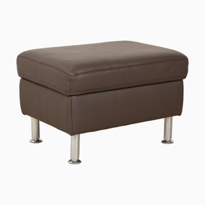 Brown Leather Ottoman with Storage Compartment from Hukla