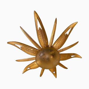 French Art Deco Gilt Bronze and Glass Starburst Chandelier, 1930s