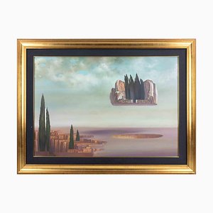 Fabrizio Clerici, Latitude Böcklin, Öl auf Leinwand, 1975, Gerahmt