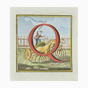 Luigi Vanvitelli, Capital Letter Q, Etching, 18th Century
