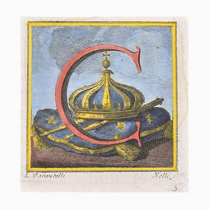 Luigi Vanvitelli, Capital Letter C, Etching, 18th Century