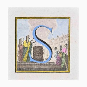 Luigi Vanvitelli, Capital Letter S, Etching, 18th Century