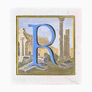 Luigi Vanvitelli, Capital Letter R, Etching, 18th Century