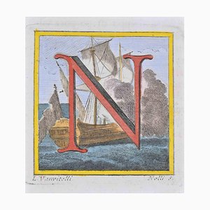 Luigi Vanvitelli, Letter N, Etching, 18th Century