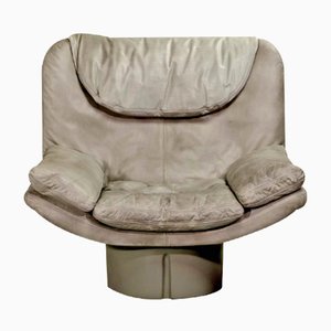 Sillón italiano de cuero gris de Ammanati & Vitello para Comfort Italy, años 70