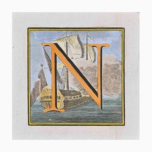 Luigi Vanvitelli, Letter N, Etching, 18th Century